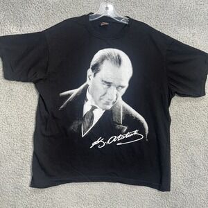VTG Mustafa Kemal Atatürk T Shirt Men XL Black Turkish Republic Founder Memorial